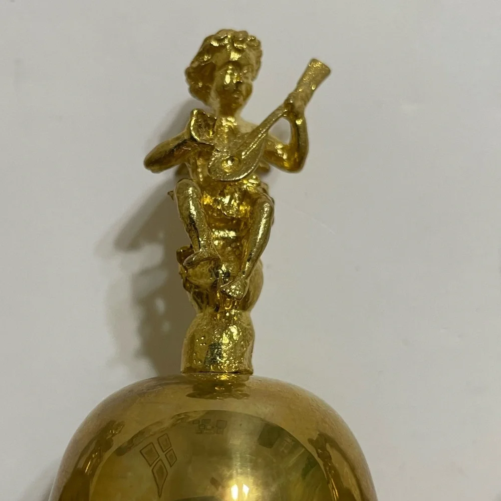 VINTAGE set/6 brass hand bells cherub/angel musical instrument figure handles